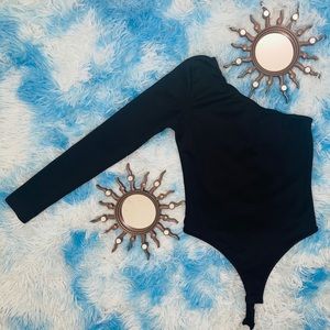 Shape black jersey one shoulder bodysuit